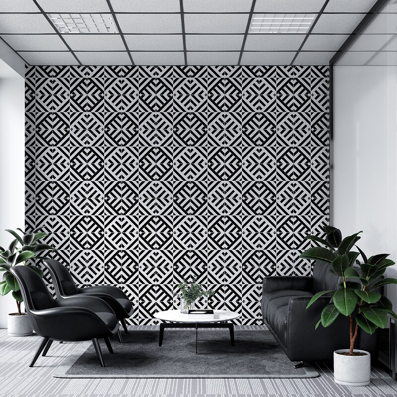 Black, Snow White Honed Ponte Marble Mosaic 14 5/16×14 5/16 (MS01928)