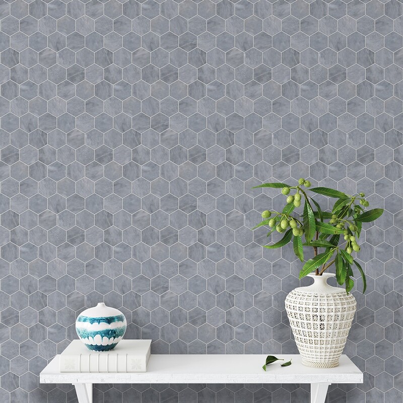 Allure Light Honed Hexagon Marble Mosaic 10 3/8×12 (MS02039)