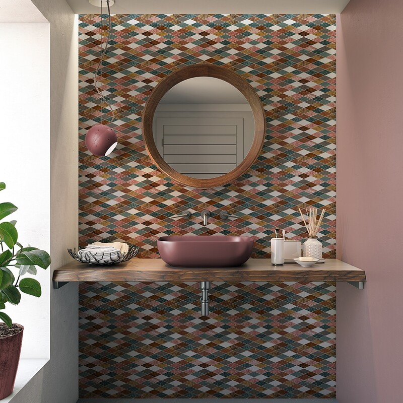 Multicolored eclectic quirky marble mosaic