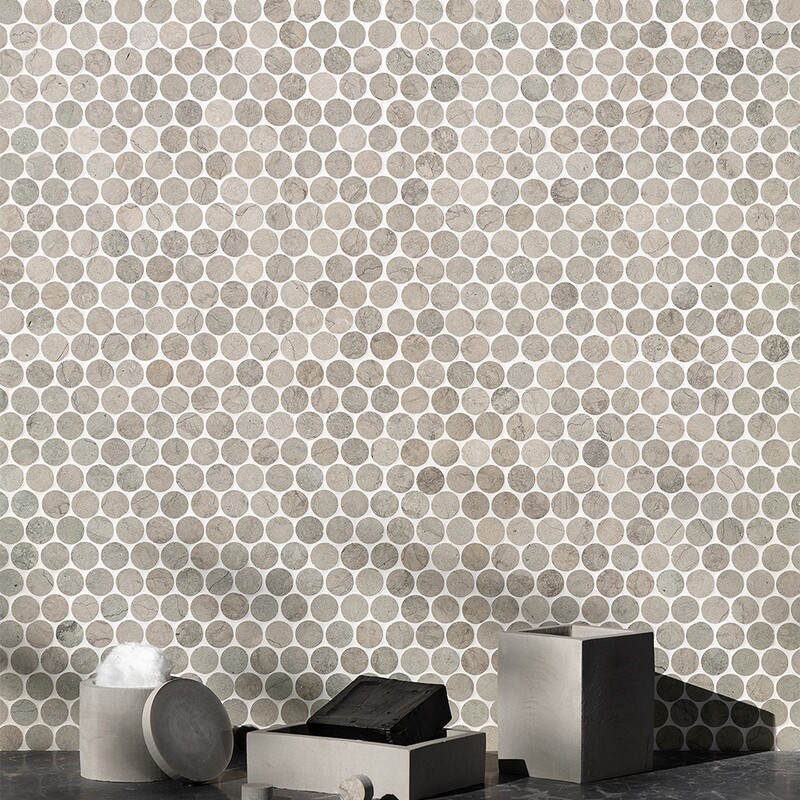 Thala Gray Honed Penny Round Limestone Mosaic 11 1/4×11 3/4 (MS02170)