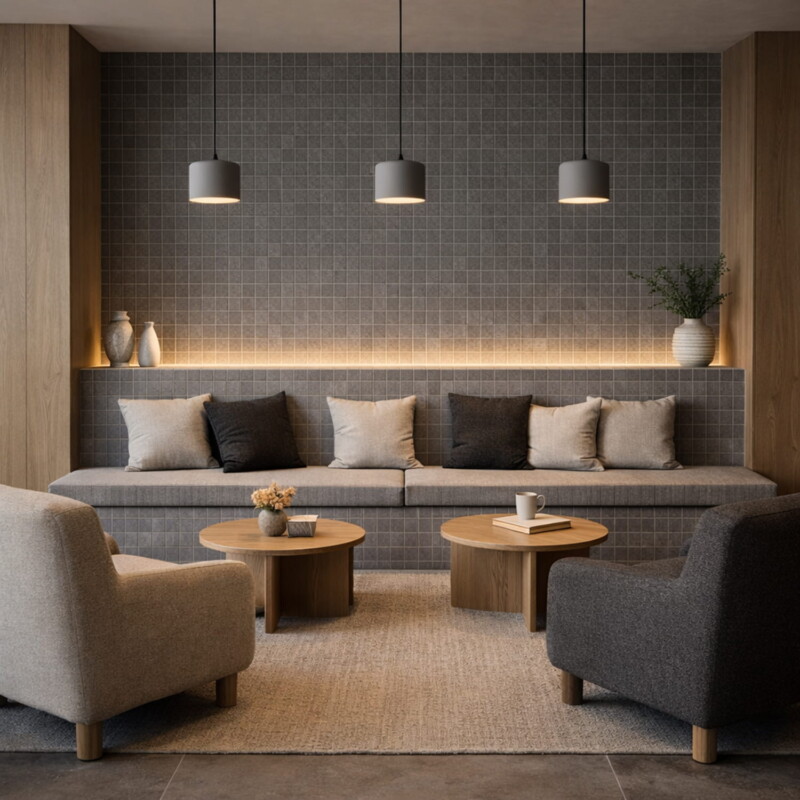 Matte tile for cozy living room feature wall by Country Floors