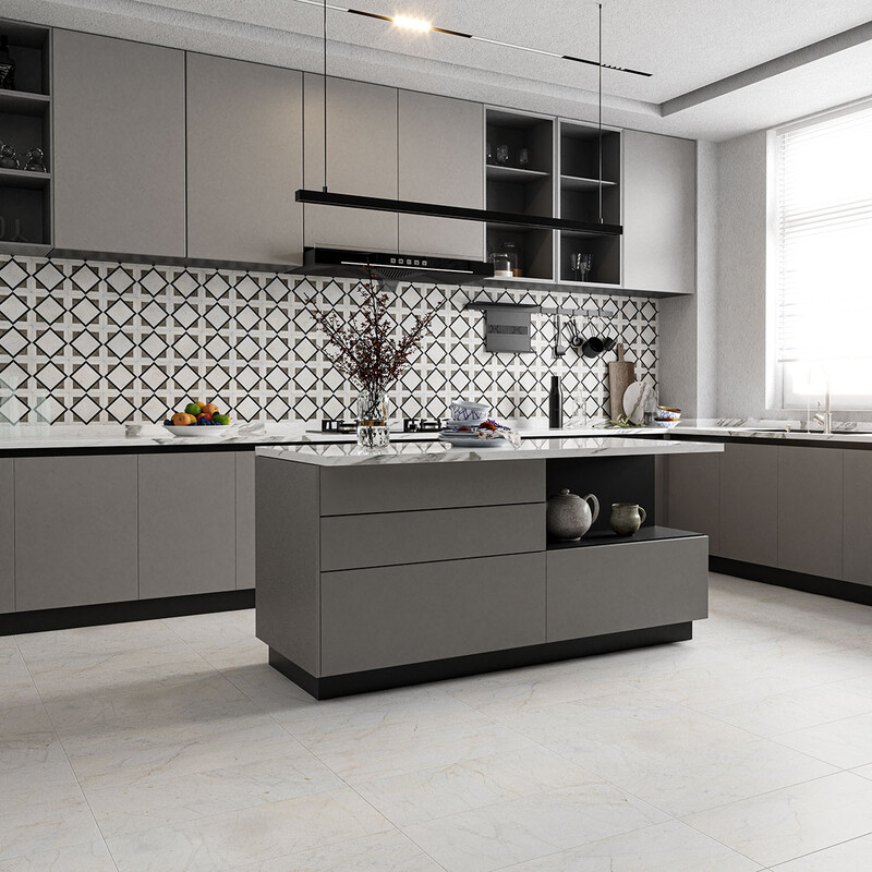 White Pearl, Blue Celeste Multi Finish Kent Marble Mosaic 13 9/16×13 9/16 (MS02583)