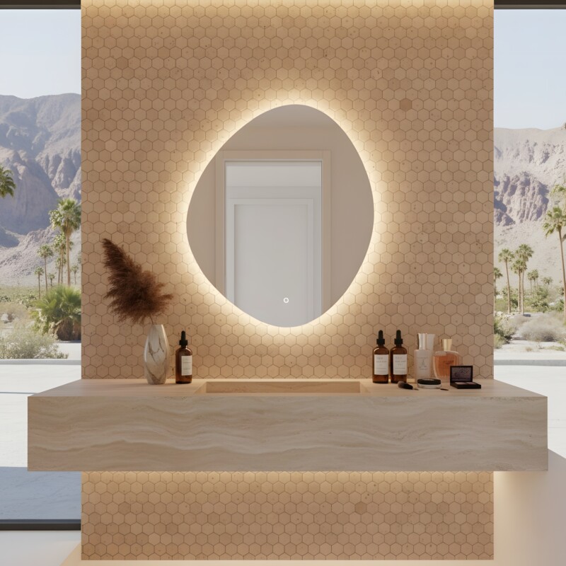 Desert Path Brushed Hexagon 1×1 Limestone Mosaics 11 1/2×12 1/4 (MS02593)