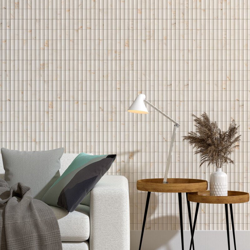 Calacatta Amber Honed Mini Ion 1 1/4×3 Marble Mosaics 12×12 (MS02756)