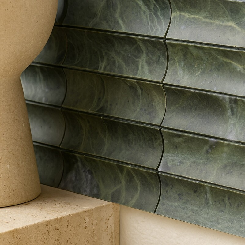 Verde Tia Honed Mini Ion 1 1/4×3 Marble Mosaics 12×12 (MS02757)