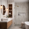 Snow White,Calacatta Green Honed Mod Stripes Marble Mosaics 12×12 (MS02900)