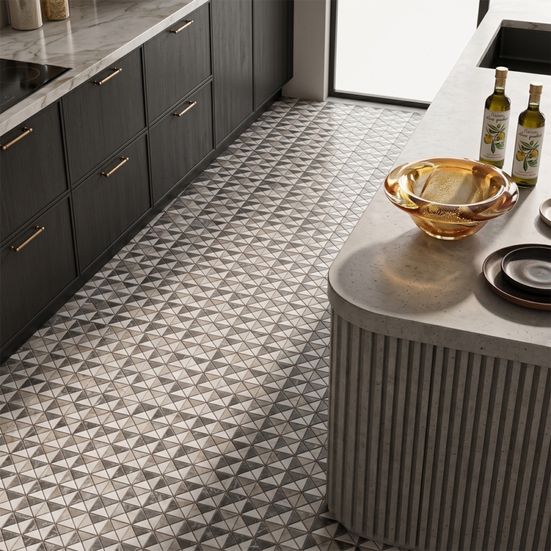 Iris Black,Snow White,Calacatta Green Honed Devon Marble Mosaics 12 1/2×12 1/2 (MS02923)