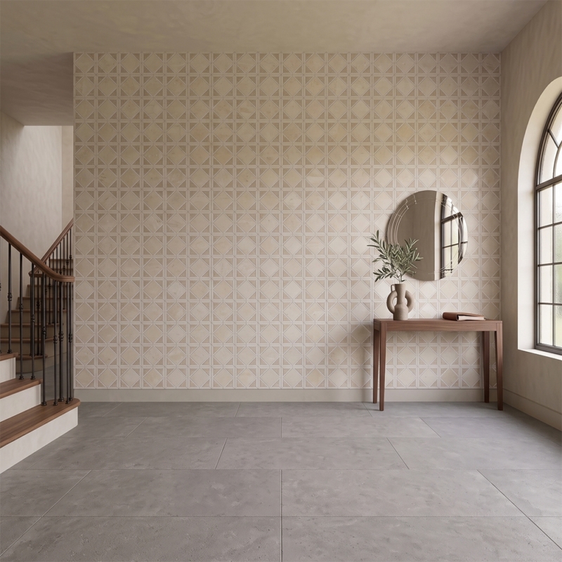 Diana Royal,Snow White,Vanilla Honed Kent Marble Mosaics 13 9/16×13 9/16 (MS02926)