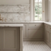Snow White,Calacatta Green Honed Ponte Basket Marble Mosaics 14 3/4×14 3/4 (MS02936)