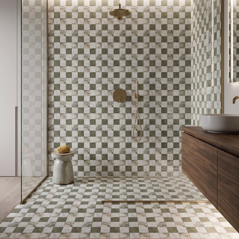 Grande Chester Glacier,Calacatta Green,Verde Laguna Honed Marble Mosaics 16×16 (MS02996)
