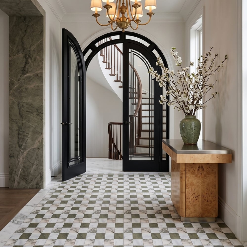 Grande Chester Glacier,Calacatta Green,Verde Laguna Honed Marble Mosaics 16×16 (MS02996)