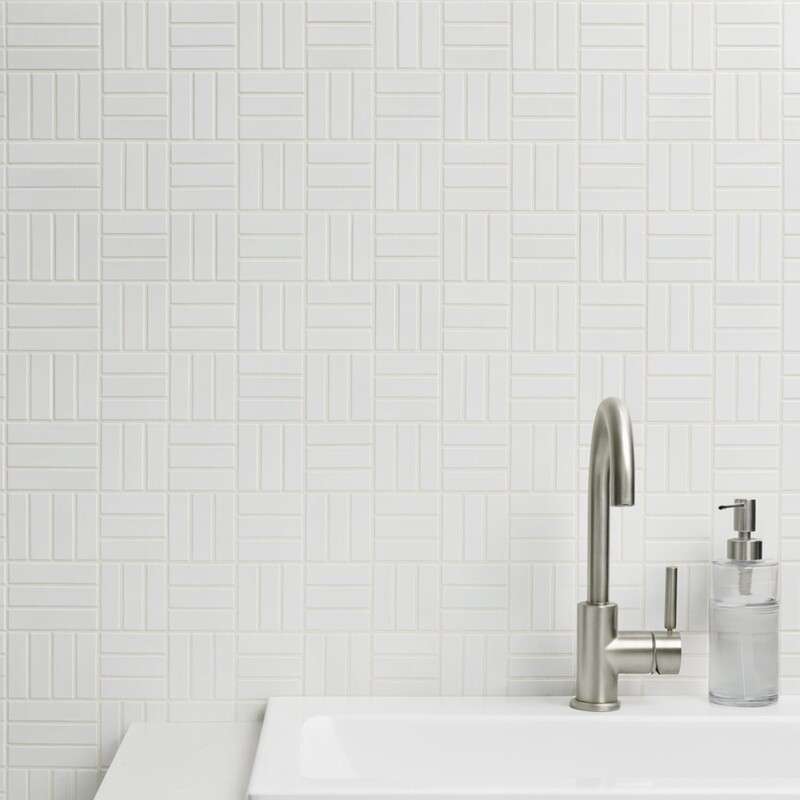 Royal White Glossy Crosshatch Ceramic Mosaics 12×12 (MS80001)