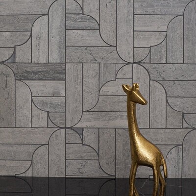 Banter Parquet Haisa Blue Honed Marble Waterjet Decos 12 1/16×12 1/16 (MS90282)