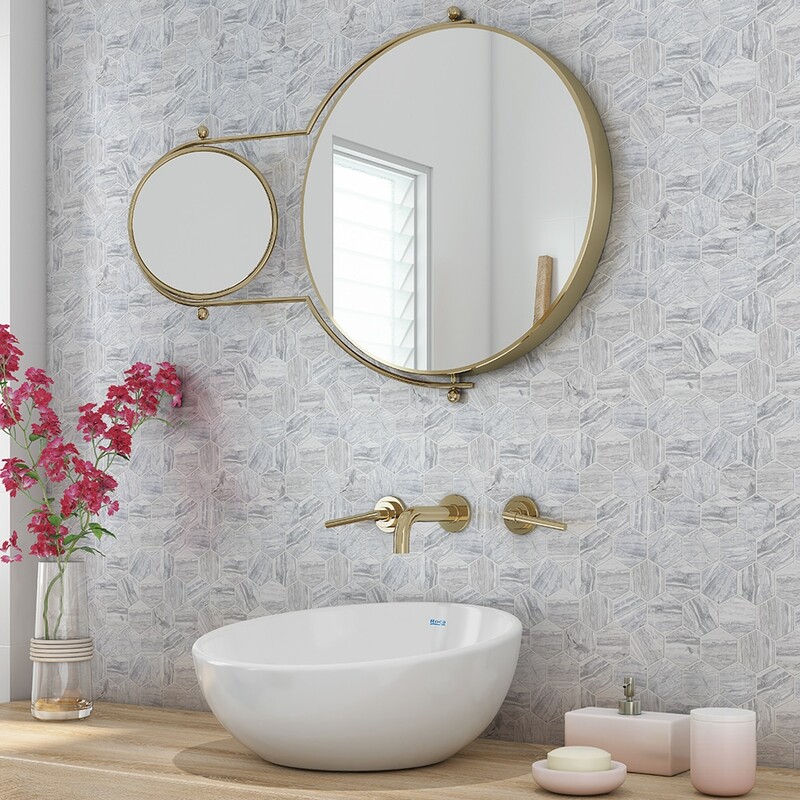 Haisa Blue Honed Hexagon Marble Mosaic 12×12 (MS90305)