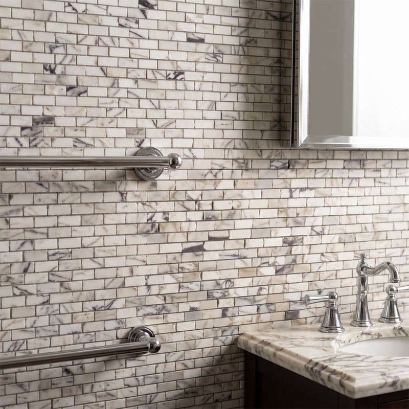 Calacatta Viola Honed Broken Joint Marble Mosaics 11 3/4×12 (MS90867)