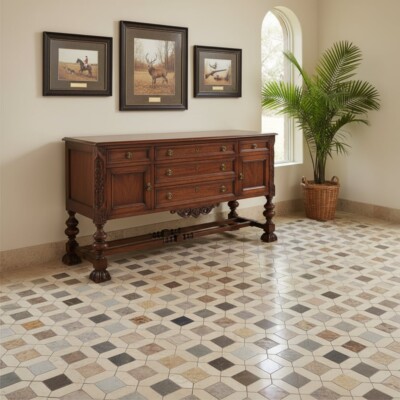 Multicolor Multi Finish Monarch Limestone Mosaic 12 5/8×12 5/8 (MS90903)