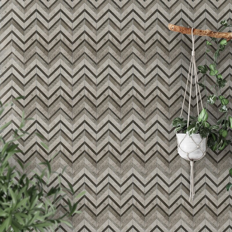 Bosphorus, Britannia Honed Chevron Fusion Limestone Mosaic 16×11 7/8 (NW00053)