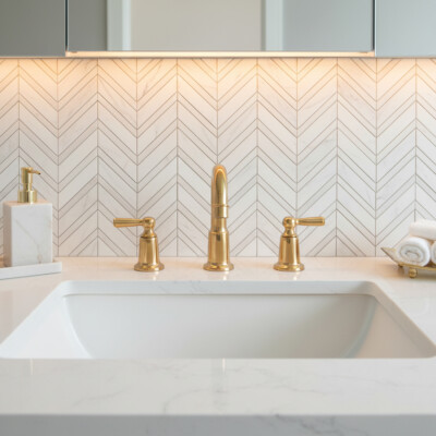 Confetti Honed Chevron Fusion Marble Mosaics 16×11 7/8 (NW00196)