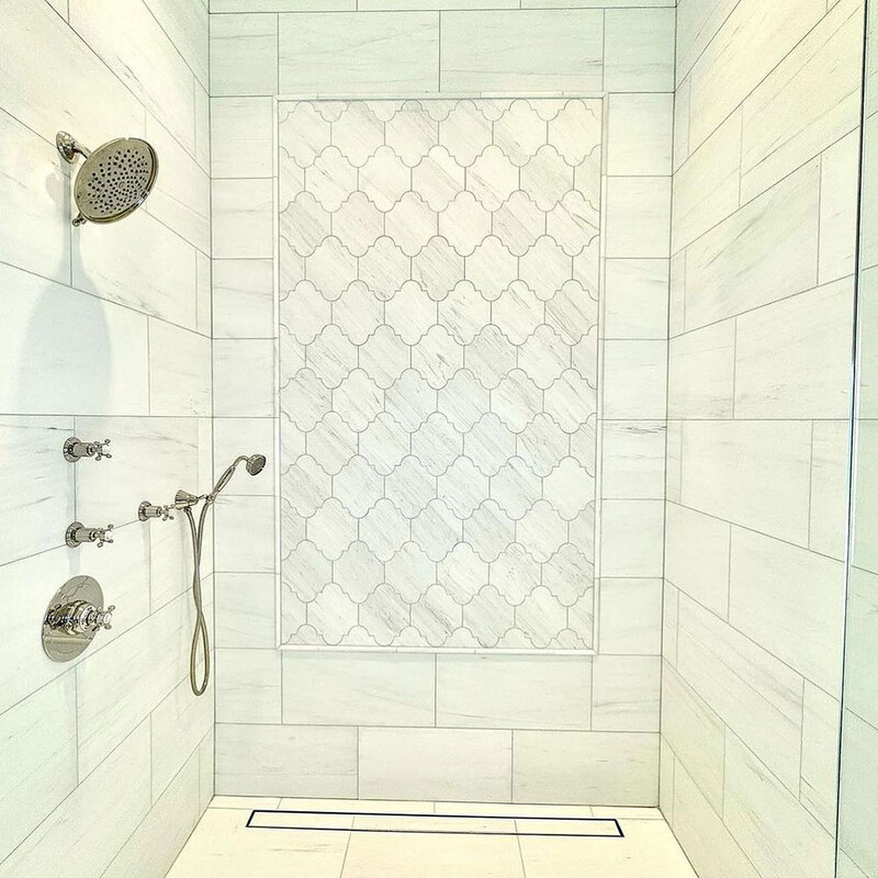 San Felipe Snow White Honed Marble Waterjet Decos 8×9 3/4 (NW90241)