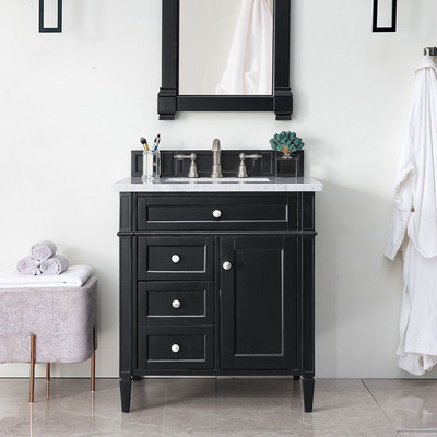 Britanny Black Onyx Carrara Marble Top Bathroom Vanities 30×34 (PS710016)