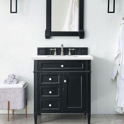 Britanny Black Onyx Classic White Quartz Bathroom Vanities 30×34 (PS710018)