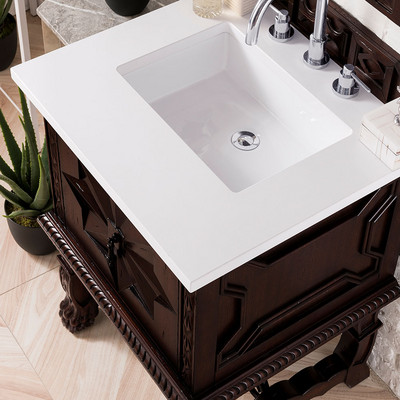 Balmoral Antique Walnut Classic White Qu Bathroom Vanities 26×34 (PS710034)