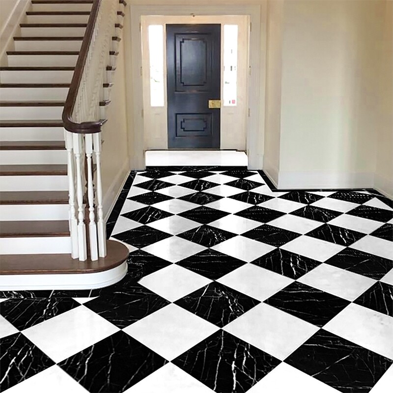 Piastrella in marmo lucido Avalon 12×12 (TL13372) Piastrella in marmo lucido nero 12×12 (TL90213)