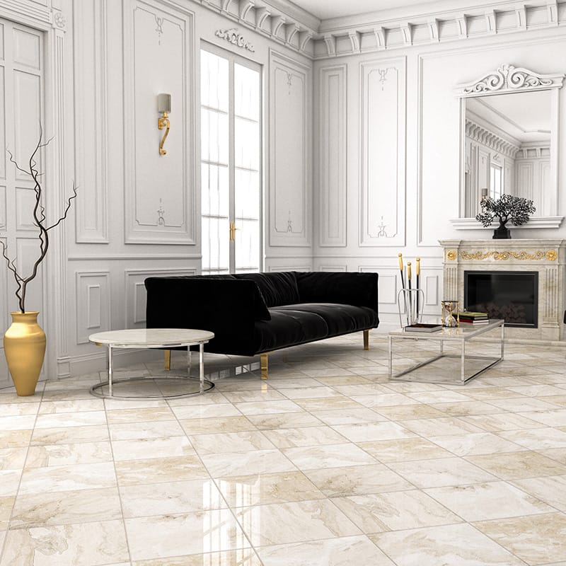 Diana Royal Classic Polished Marble Tiles | 18x18x1/2 | Beige Marble