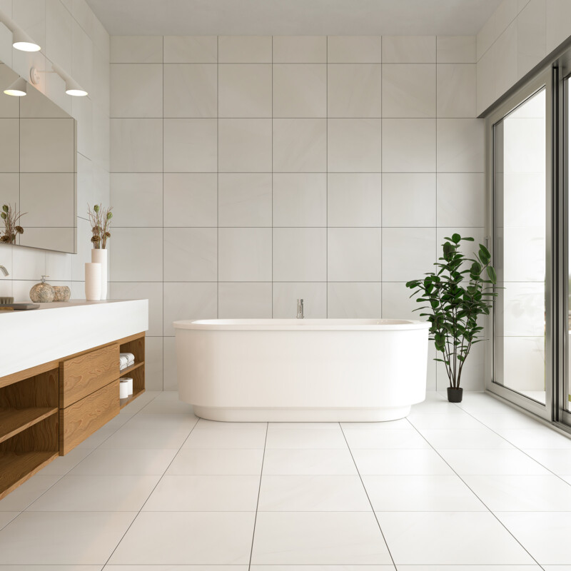 Snow White Honed Marble Tile 18×18 (TL17671)