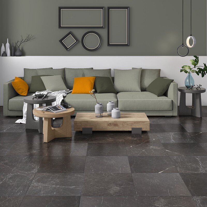 Iris Black Brushed Marble Tile 16×16 (TL18137)