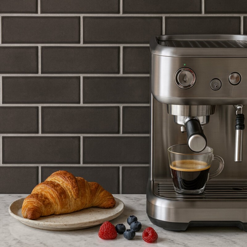 Barn glossy subway tile backsplash in old world kitchen by Country Floors