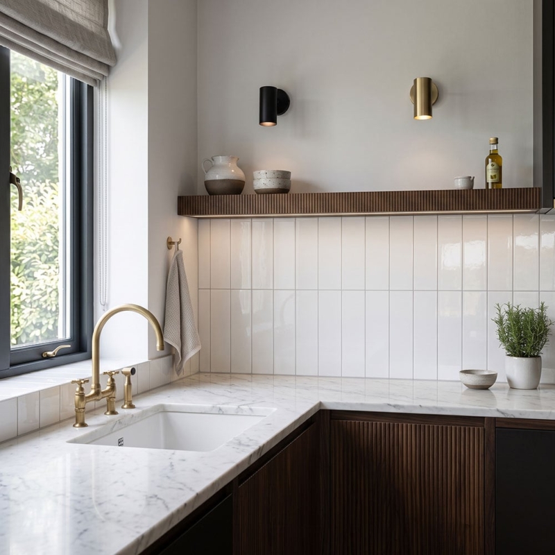 Royal White Glossy Subway Ceramic Tile 3×9 (TL18356)