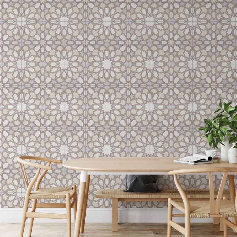 Brown, Light Brown, Beige, Gray Polished Arietta Cement Tile 8×8 (TL18422)