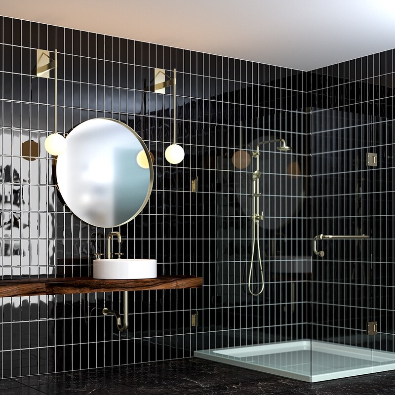 Black Glossy Ceramic Tile 3×9 (TL19217)