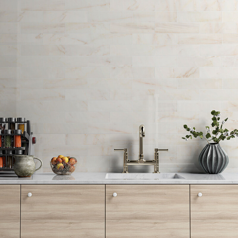 Calacatta Amber Polished Subway Marble Tile 3×12 (TL19219)
