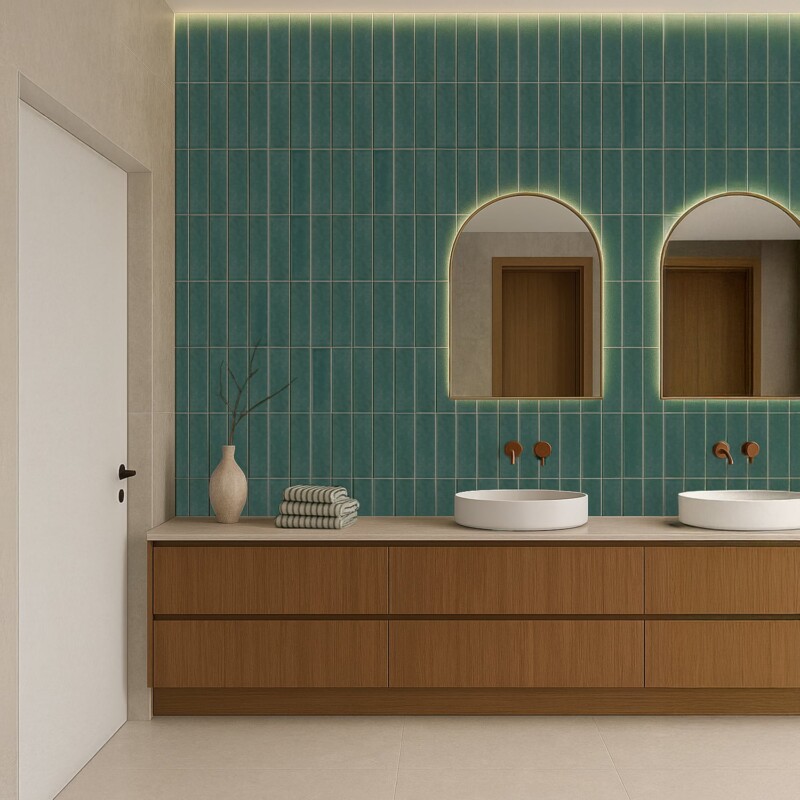 Aqua Marine Textured Thin Brick Tile 2 1/8×7 1/2 (TL61134)