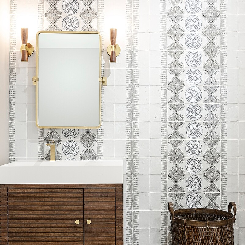 Textured patterned terracotta tile for elegant bathroom wall design by Country Floors