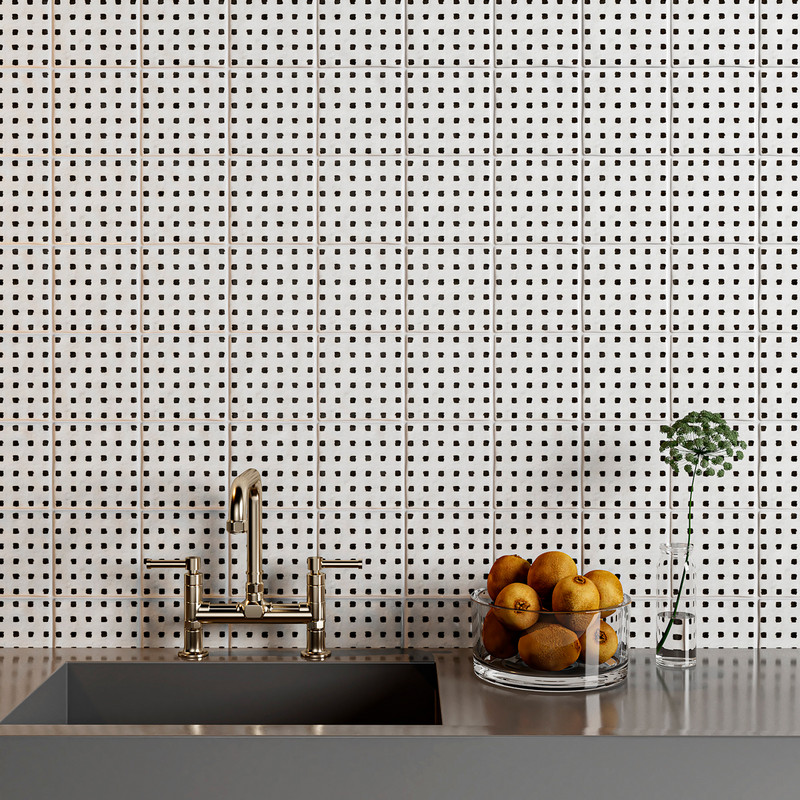 Small pattern terracotta tile for minimalist kitchen backsplash design by Country Floors