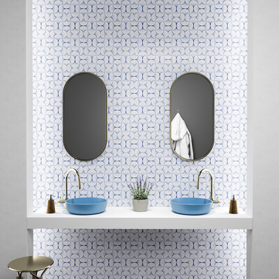 Blue Leaf Glossy Ceramic Tile 6×6 (TL80369)