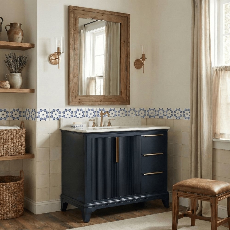 Blue diamond art deco style ceramic tile