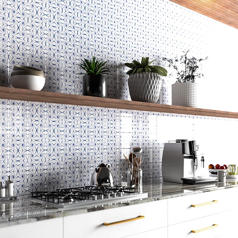 Blue Twisted Glossy Ceramic Tile 6×6 (TL80377)