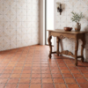 Catania Bianco Glossy Ceramic Tiles 6×6 (TL80394), Cotto Med Natural Fan Shape Terracotta Tiles 6 3/4×6 1/2 (TL90809)