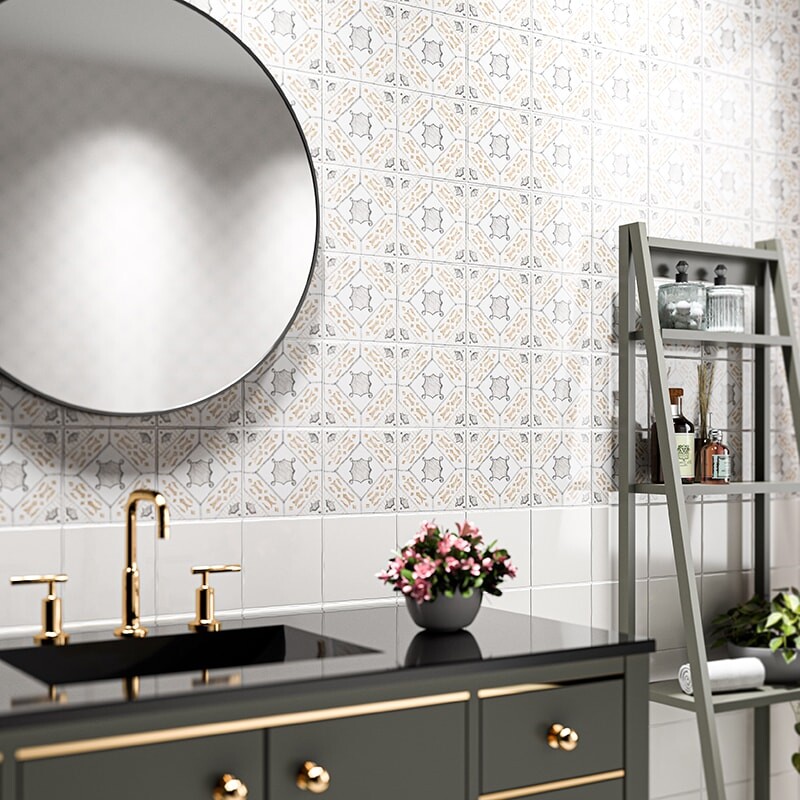 Taormina Bianco Glossy Ceramic Tile 6×6 (TL80395)