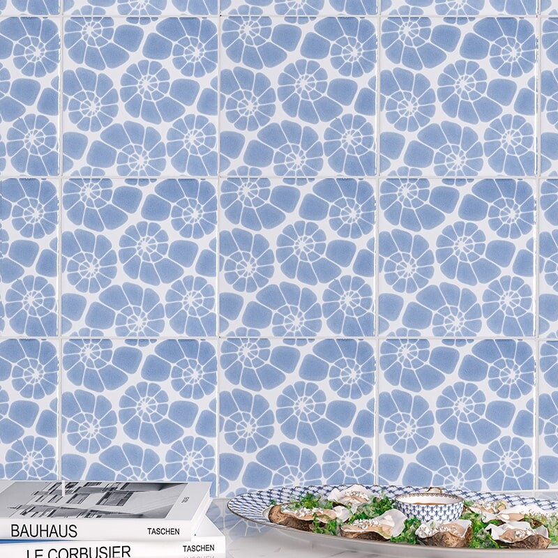 Ocean Weave Glossy Nautilus Cluster Ceramic Tile 6×6 (TL80438)