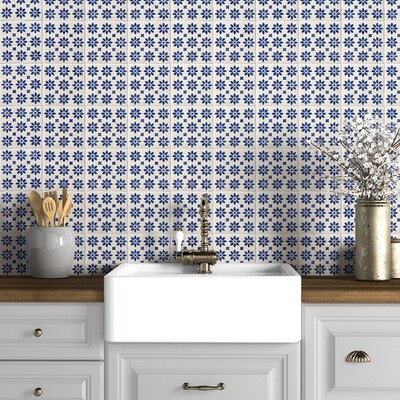 Blue and white country style ceramic tile