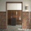 Hickory Glossy Glazed Terracotta Tiles 2 1/4×7 7/8 (TL80570) Iris Black Honed Soho Marble Sink 20×20 (SN00280) Iris Black Textured 2×2 Marble Mosaics 12×12 (MS02006) Masaccio Glossy Glazed Terracotta Tiles 6×6 (TL80754)