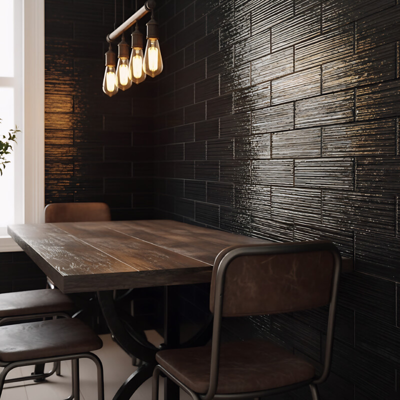 Black Glossy Legato Thin Brick Accent Tiles 2 1/4×7 7/8 (TL80583)