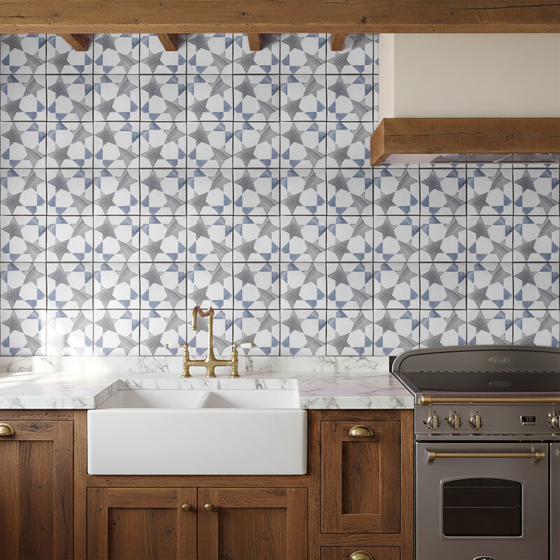 Spinning Stars Matte Glazed Terracotta Tile 6×6 (TL80653)