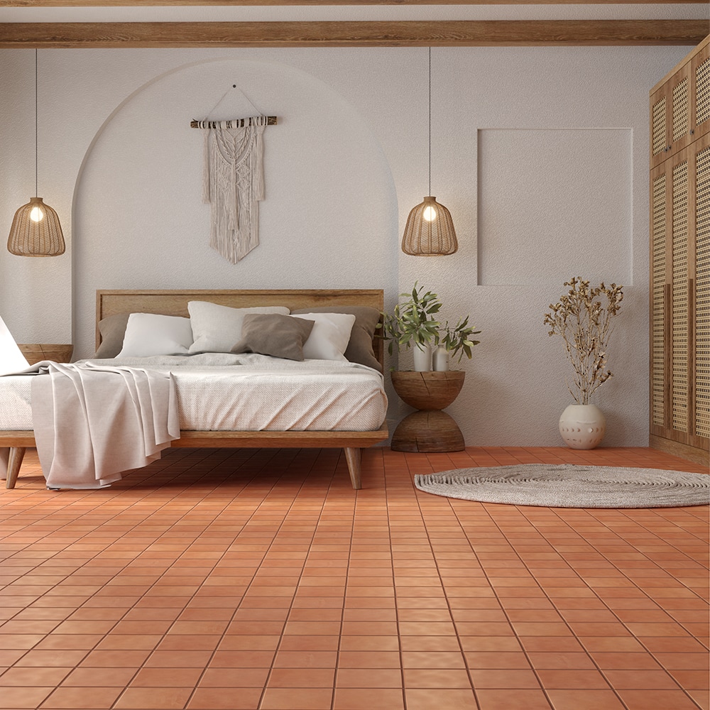 Light terracotta tile flooring 
