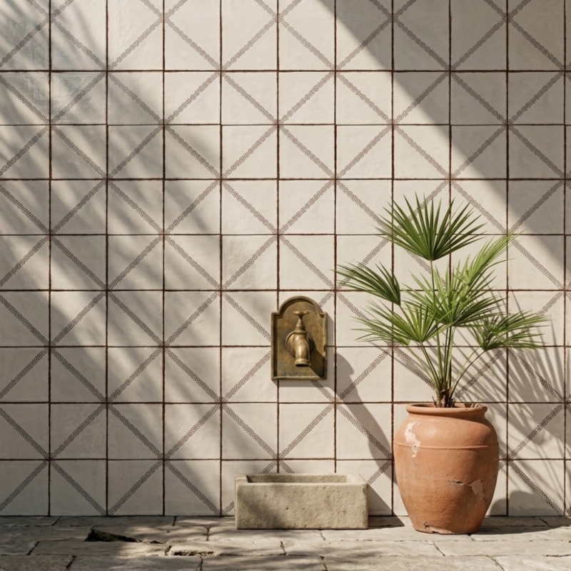 Fleur Matte Glazed Terracotta Tile 6×6 (TL80788)
